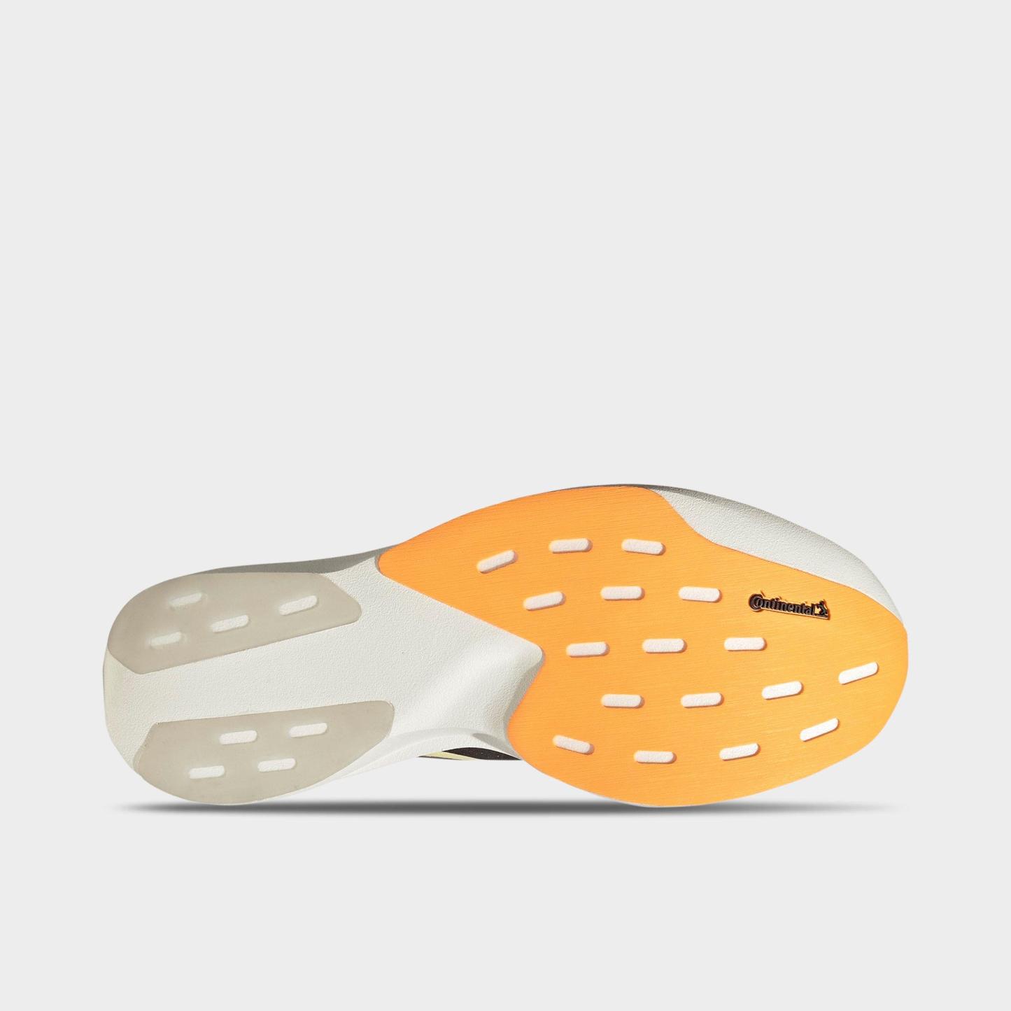 Men's adidas Adizero EVO SL Woven Running Shoes - Part 1 - Crystal White/Lucid Tangerine/Iron Metallic - Bottom view