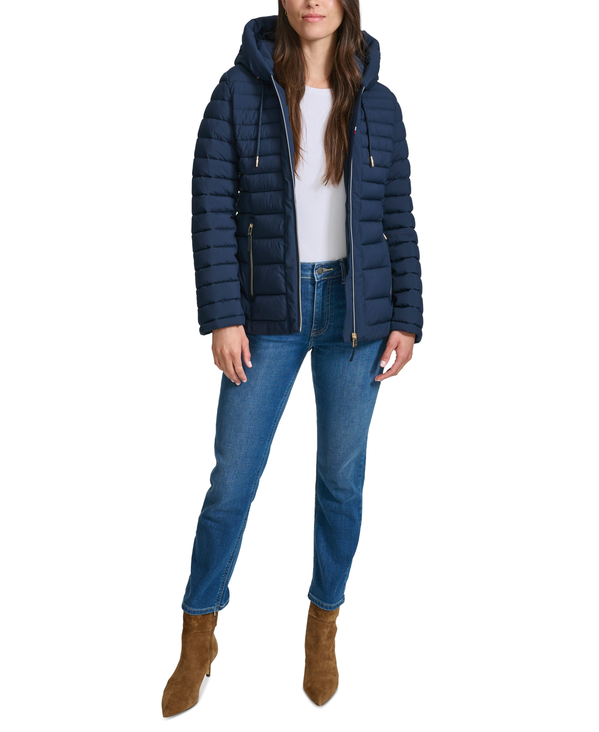 Tommy Hilfiger Women's Hooded Packable Puffer Coat - Navy
