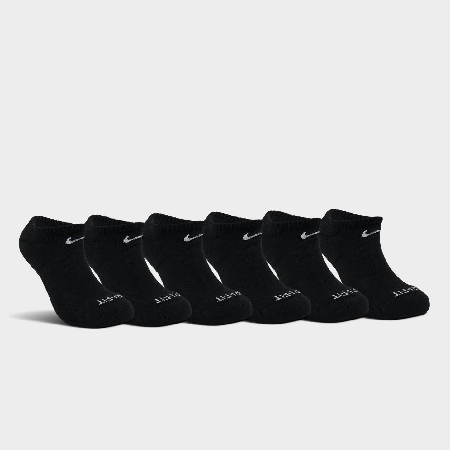 Nike Everyday Plus Cushioned No-Show Training Socks (6-Pack) - Black/White