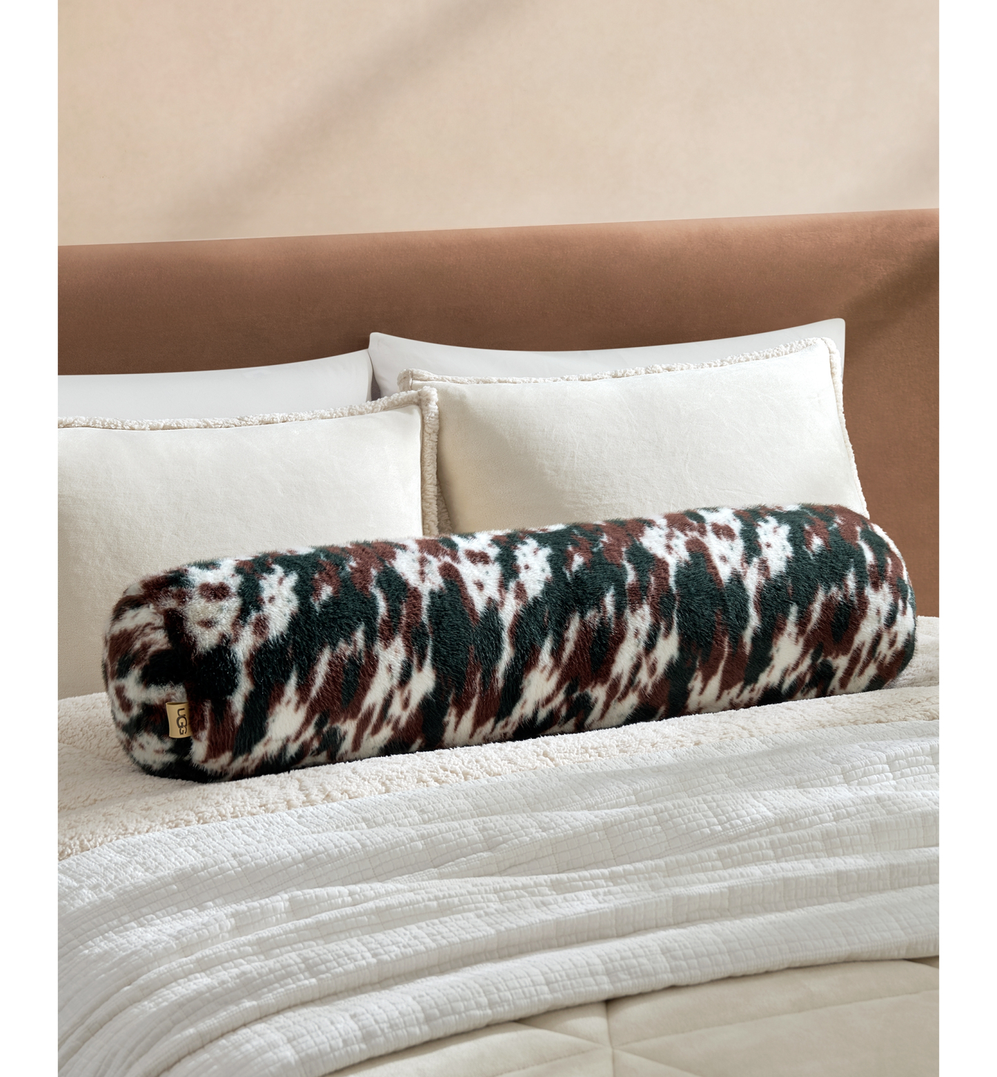UGG® Everett Cow Pillow, 36" x 8" - Burnt Cedar Cow