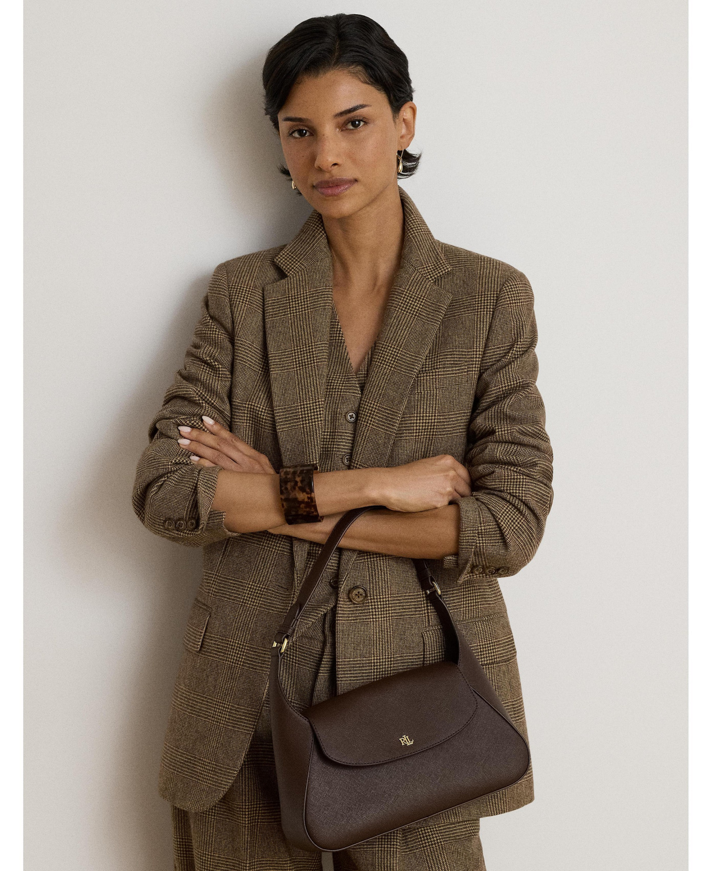 Lauren Ralph Lauren Schylar Small Slim Shoulder Bag - Chestnut Brown