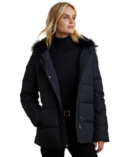 Lauren Ralph Lauren Women's Faux-Fur Hooded Puffer Coat - Dark Navy