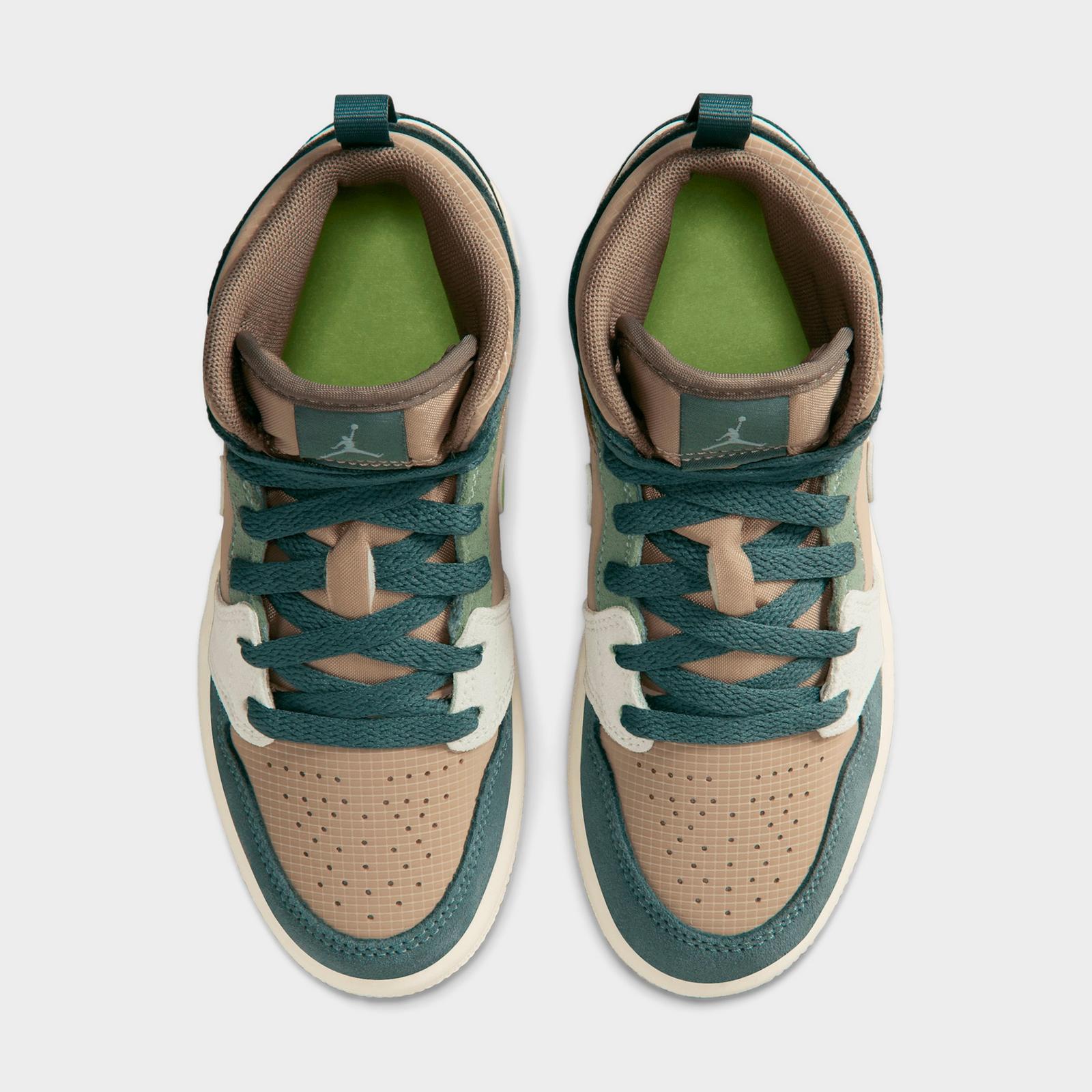 Little Kids' Air Jordan Retro 1 Mid SE Casual Shoes - Khaki/Hasta/Olive Grey/Light Lemon Twist - view 5