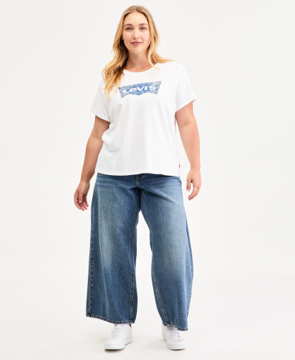Levi's Trendy Plus Size Perfect Logo Cotton T-Shirt - Bandana Bright White