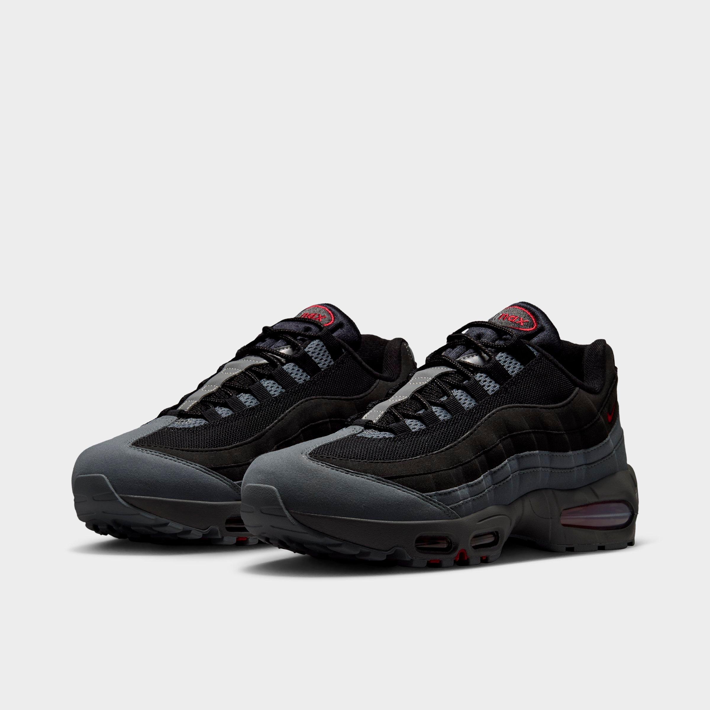 Men's Nithtke Air Max 95 Big Bubble Scorpion Casual Shoes - Part 1 - Black/Smoke Grey/Dark Smoke Grey/Tough Red - Both shoes facing left