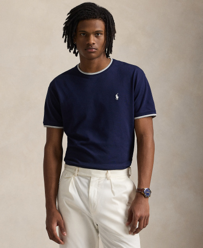 Polo Ralph Lauren Men's Classic-Fit Stretch Mesh T-Shirt - NAVY/WHT P