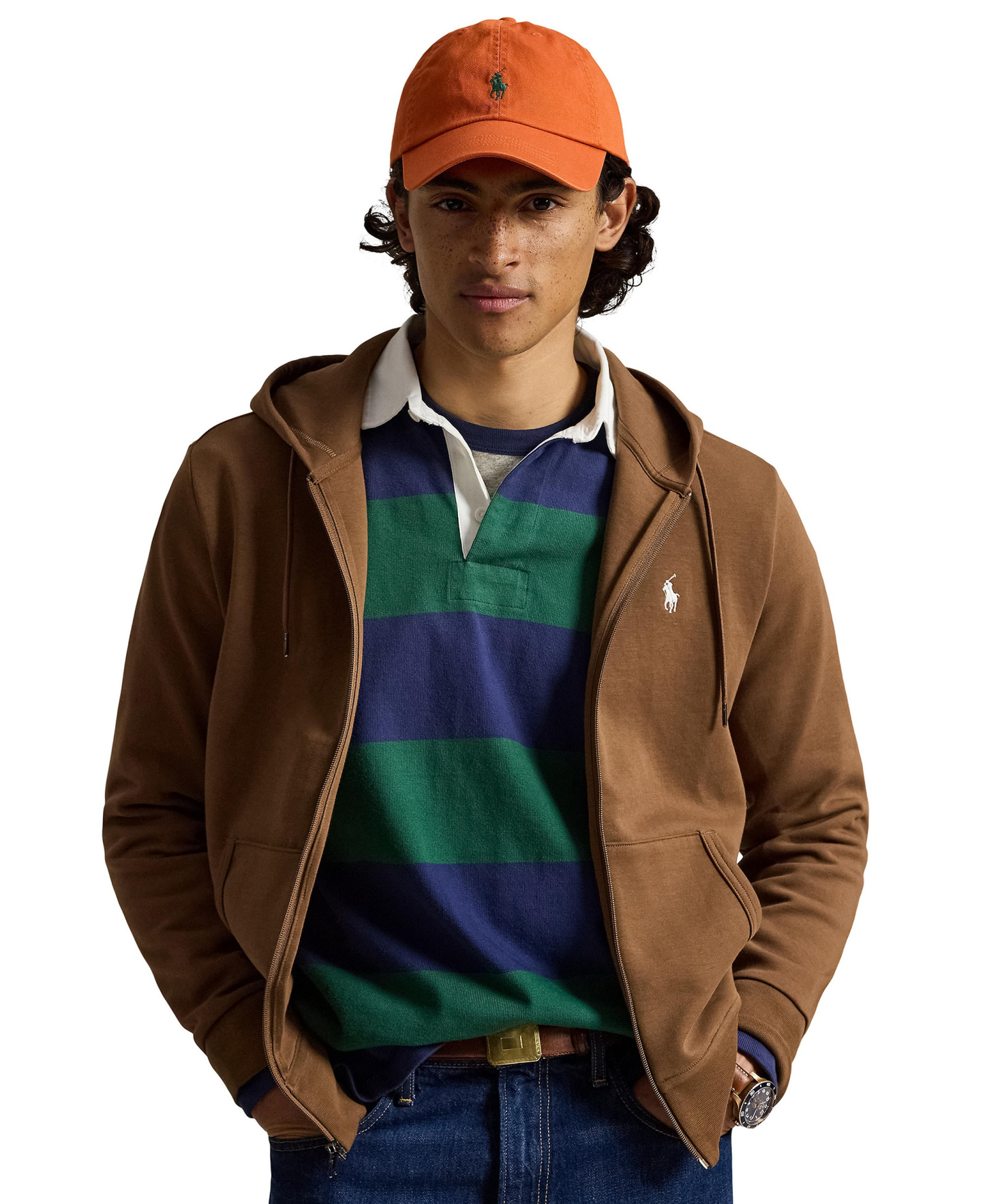 Polo Ralph Lauren Men's Double-Knit Full-Zip Hoodie - Luggage Brown/C1730