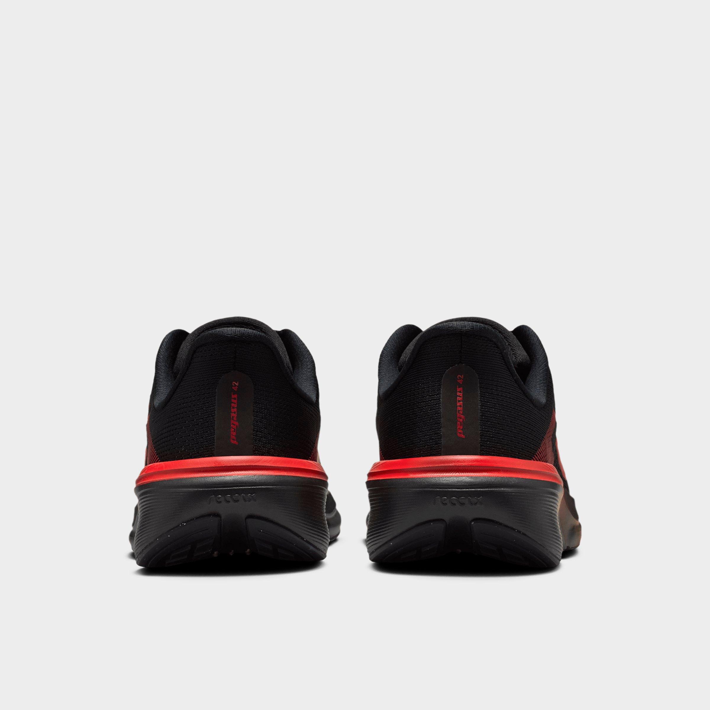 Big Kids' Nithtke Pegasus 42 Running Shoes - Black/University Red/Wolf Grey/Bright Crimson - Back view