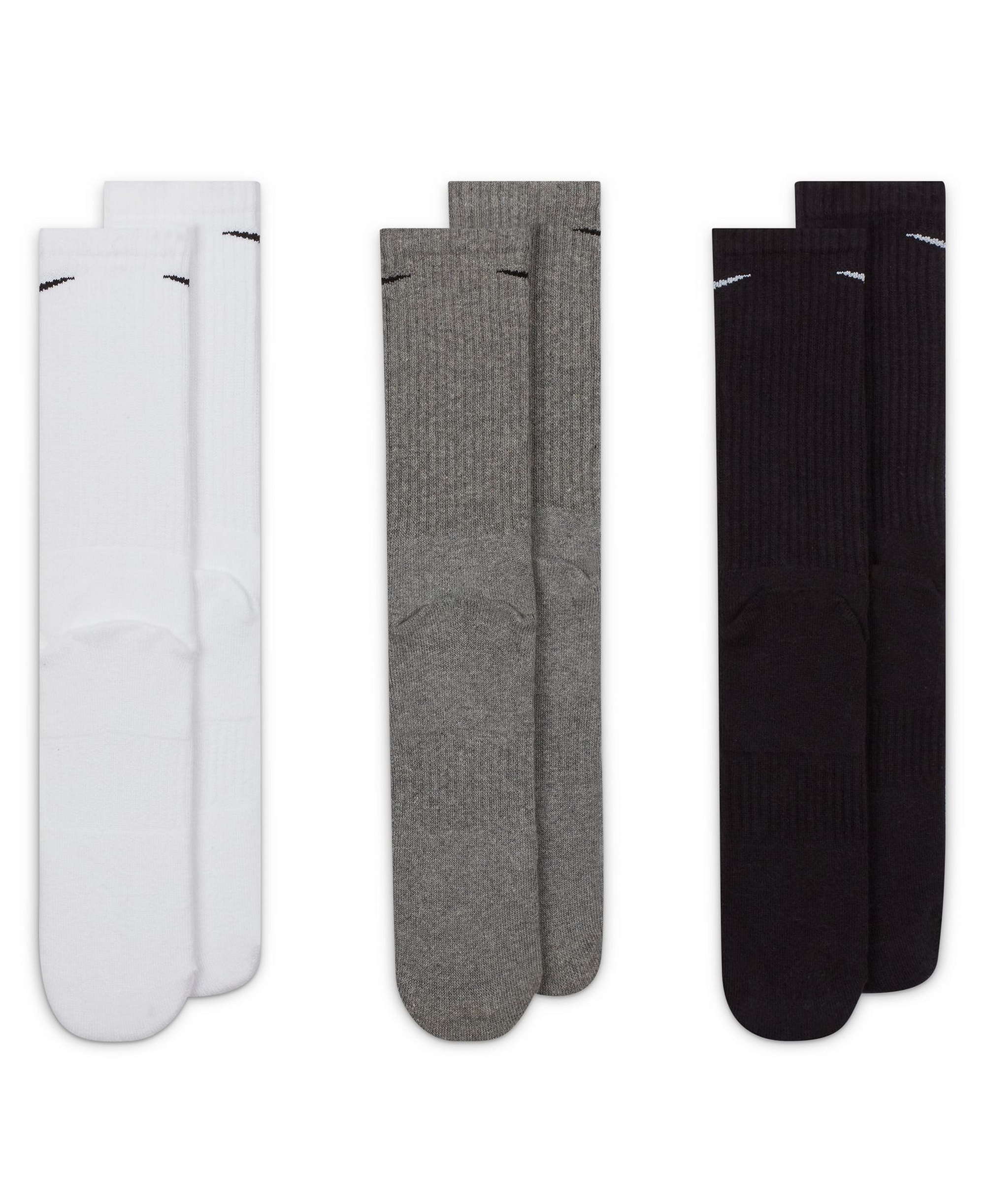 Nike Unisex Everyday Crew Socks, 3-Pack - White/Gray/Black