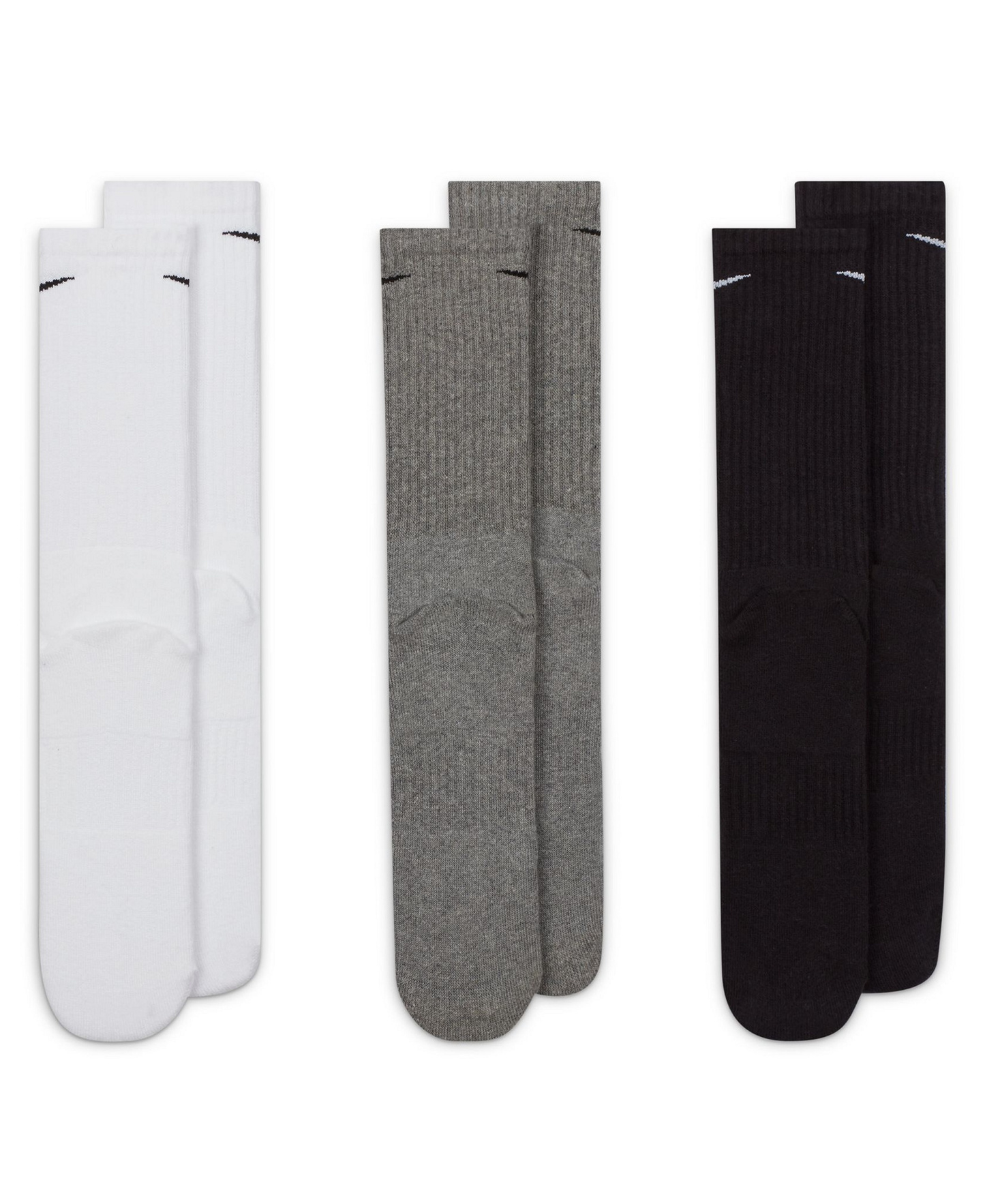 Nike Unisex Everyday Crew Socks, 3-Pack - White/Gray/Black