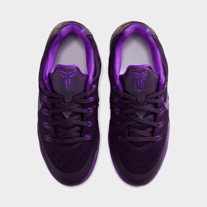 Big Kids' Kobe 9 Low EM Basketball Shoes - Purple Dynasty/Sanded Purple/Fierce Purple - Top view