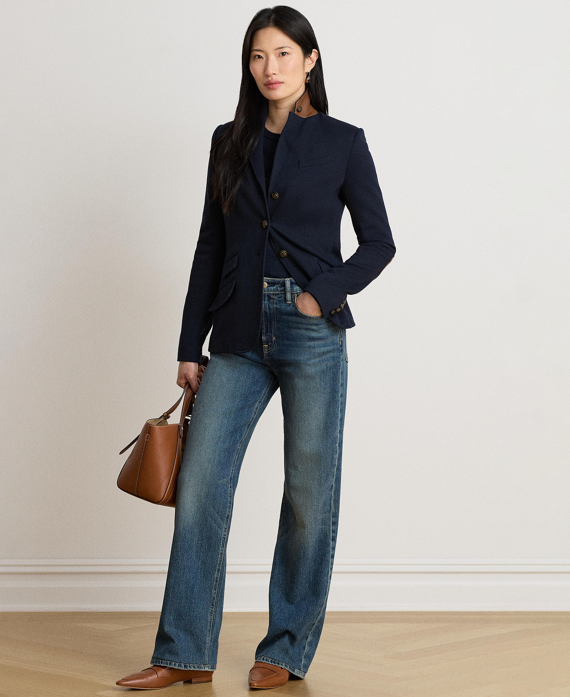 Lauren Ralph Lauren Women's Herringbone Notch Lapel Blazer - Lauren Navy