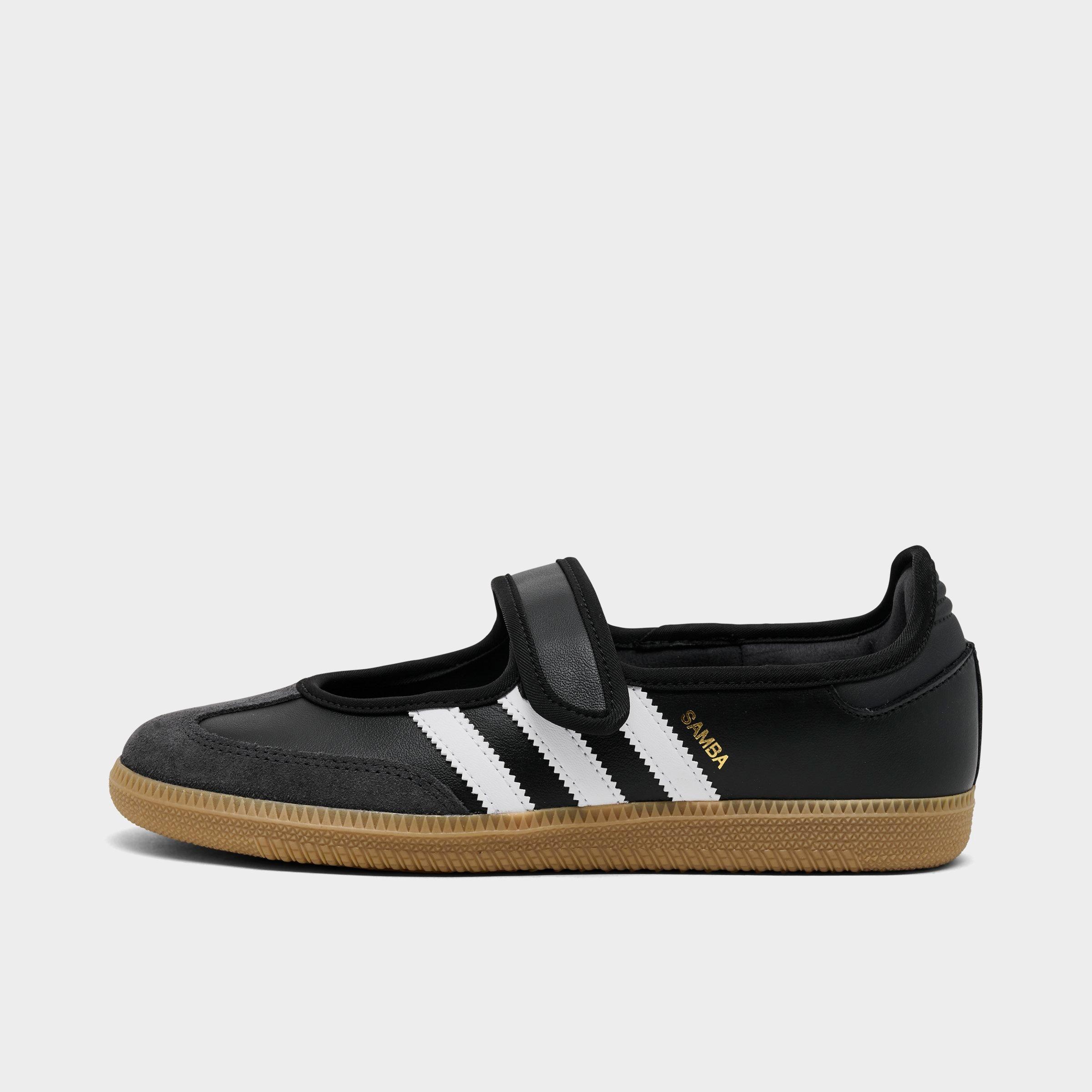 Women's adidas Originals Samba Jane Casual Shoes - Part 1 - Cloud White/Carbon/Core Black - Left shoe facing left. Outside of the shoe.