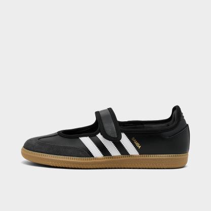 Women's adidas Originals Samba Jane Casual Shoes - Part 1 - Cloud White/Carbon/Core Black - Left shoe facing left. Outside of the shoe.
