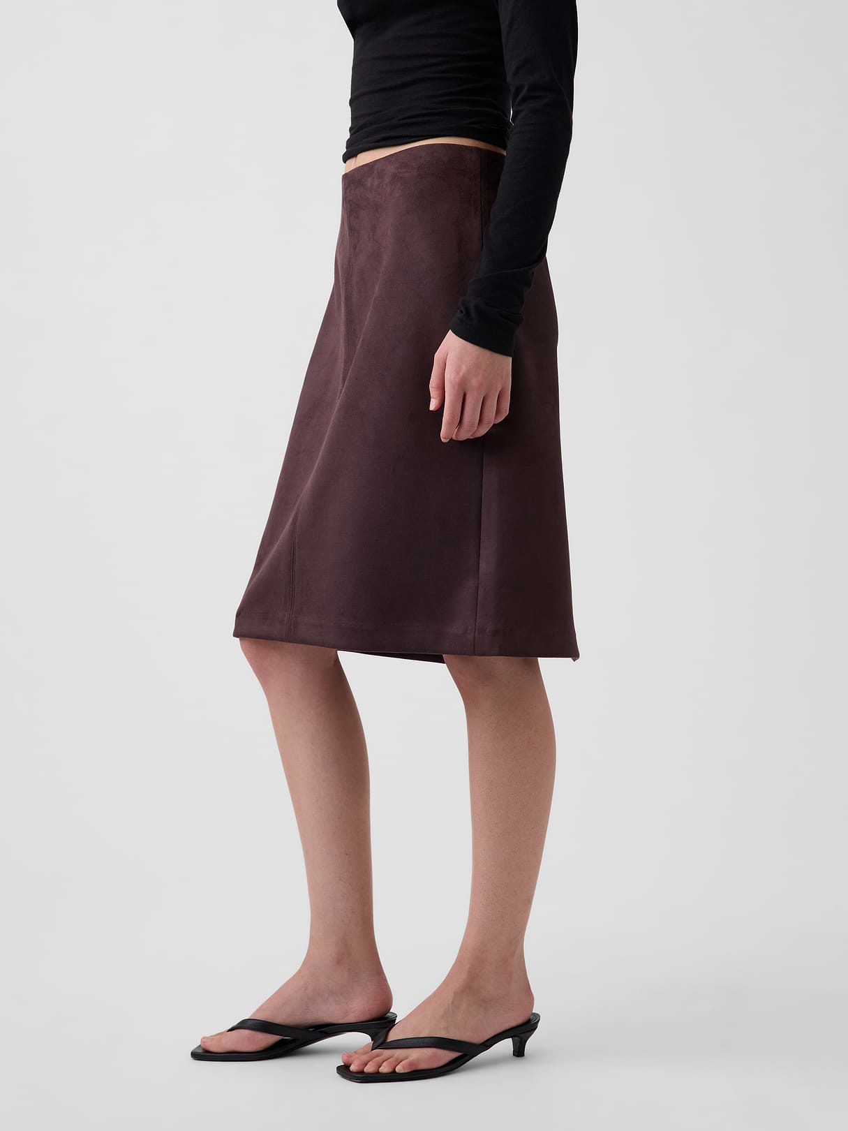 Vegan Suede Pencil Skirt - Terra brown