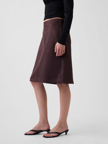 Vegan Suede Pencil Skirt - Terra brown