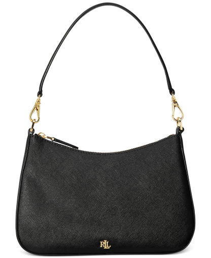 Lauren Ralph Lauren Crosshatch Leather Danni Small Shoulder Handbag - Black