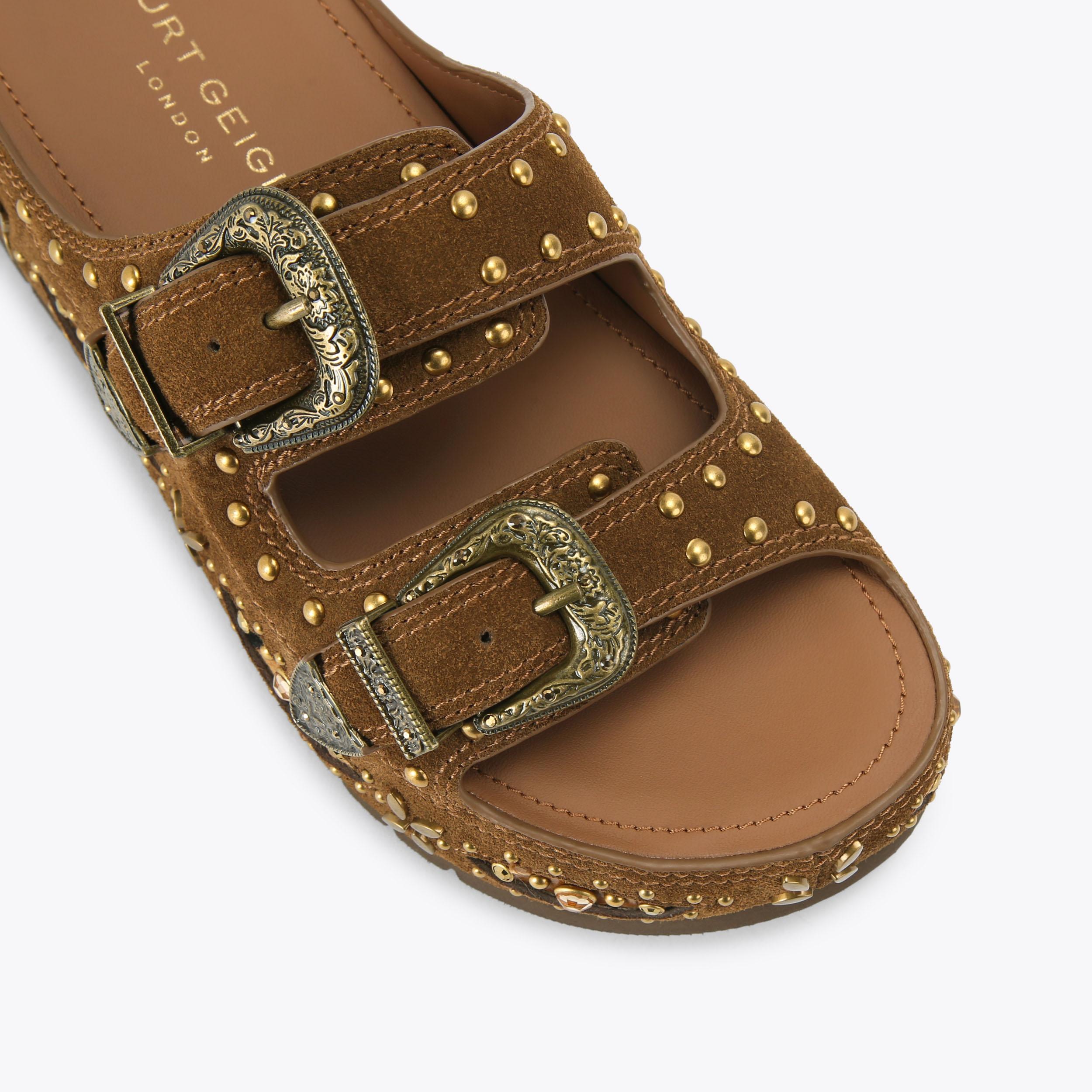 Kurt Geiger London Westerm Buckle Platform Sandal - Brown - view 5
