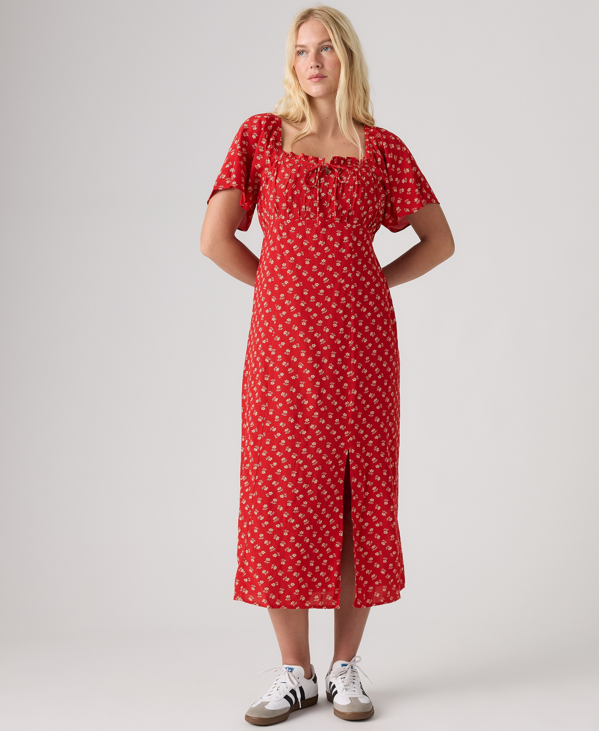 Levi's Premium Women's Amara Column Flutter-Sleeve Midi Dress - Angela Daisy Urban Red