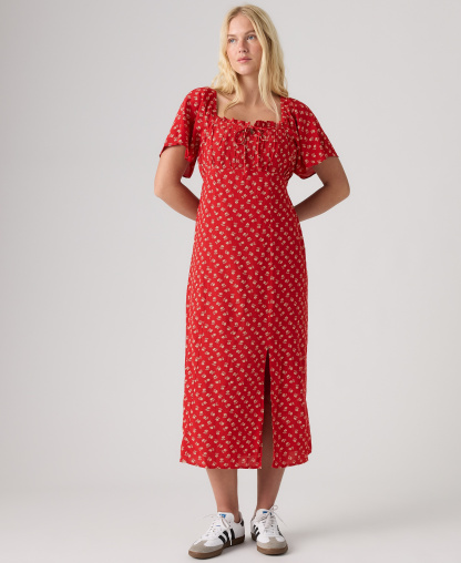 Levi's Premium Women's Amara Column Flutter-Sleeve Midi Dress - Angela Daisy Urban Red