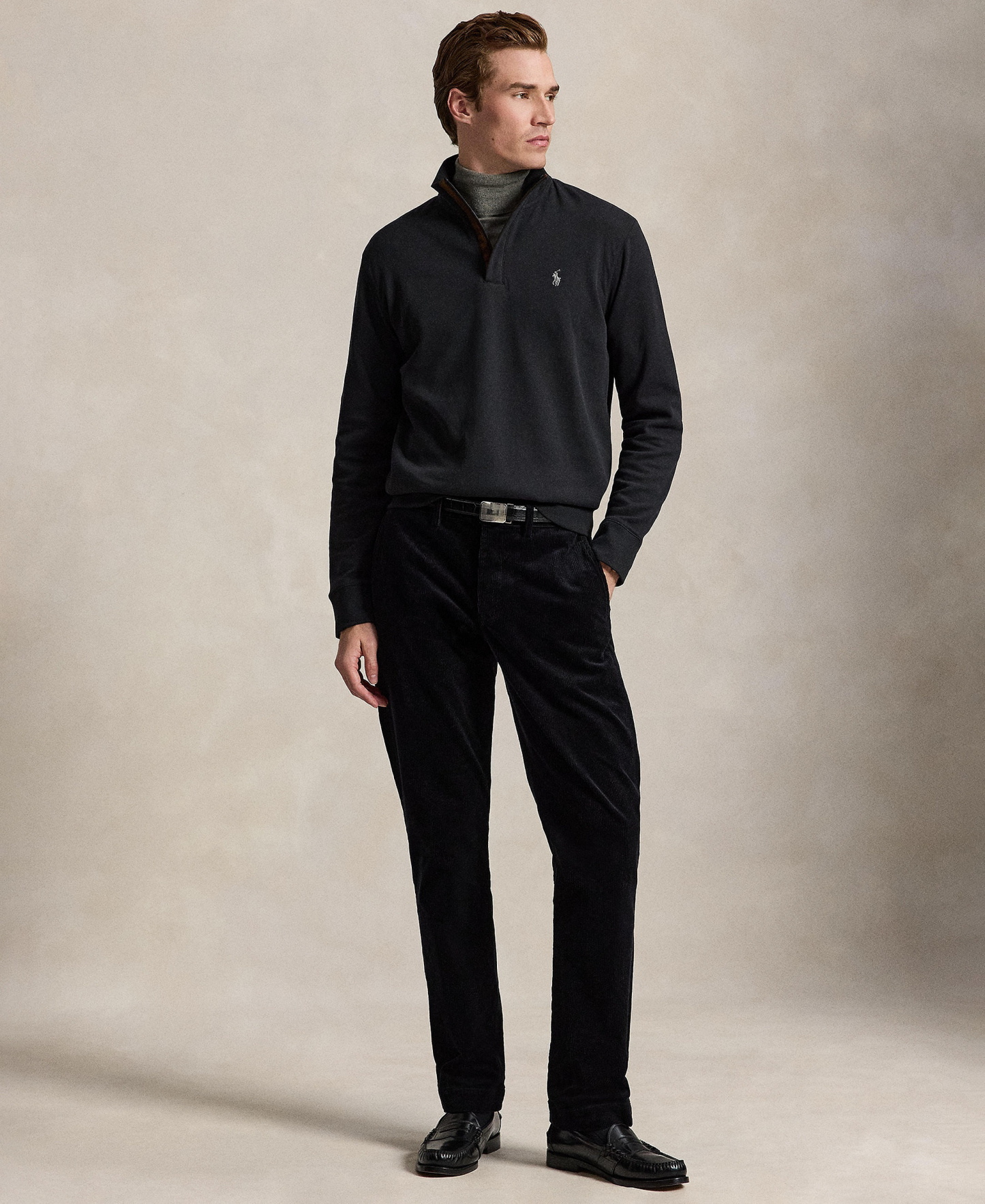 Polo Ralph Lauren Men's Luxury Jersey Quarter-Zip Pullover Sweater - Black