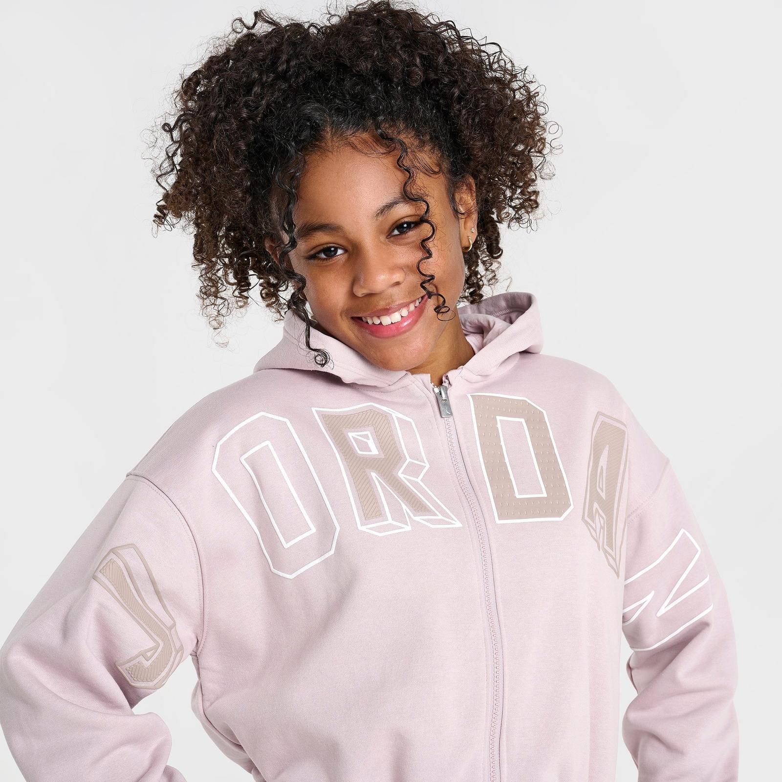 Girls' Big Kids' Jordan Letterman Full-Zip Hoodie - Particle Rose - view 5