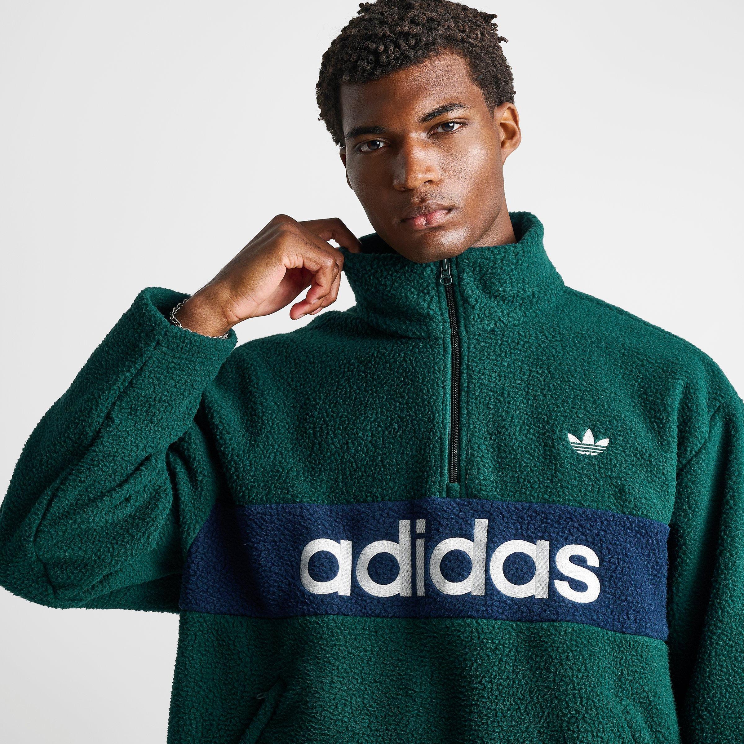 Men's adidas Originals Polar Fleece Half-Zip Pullover Top - Aurora Ivy