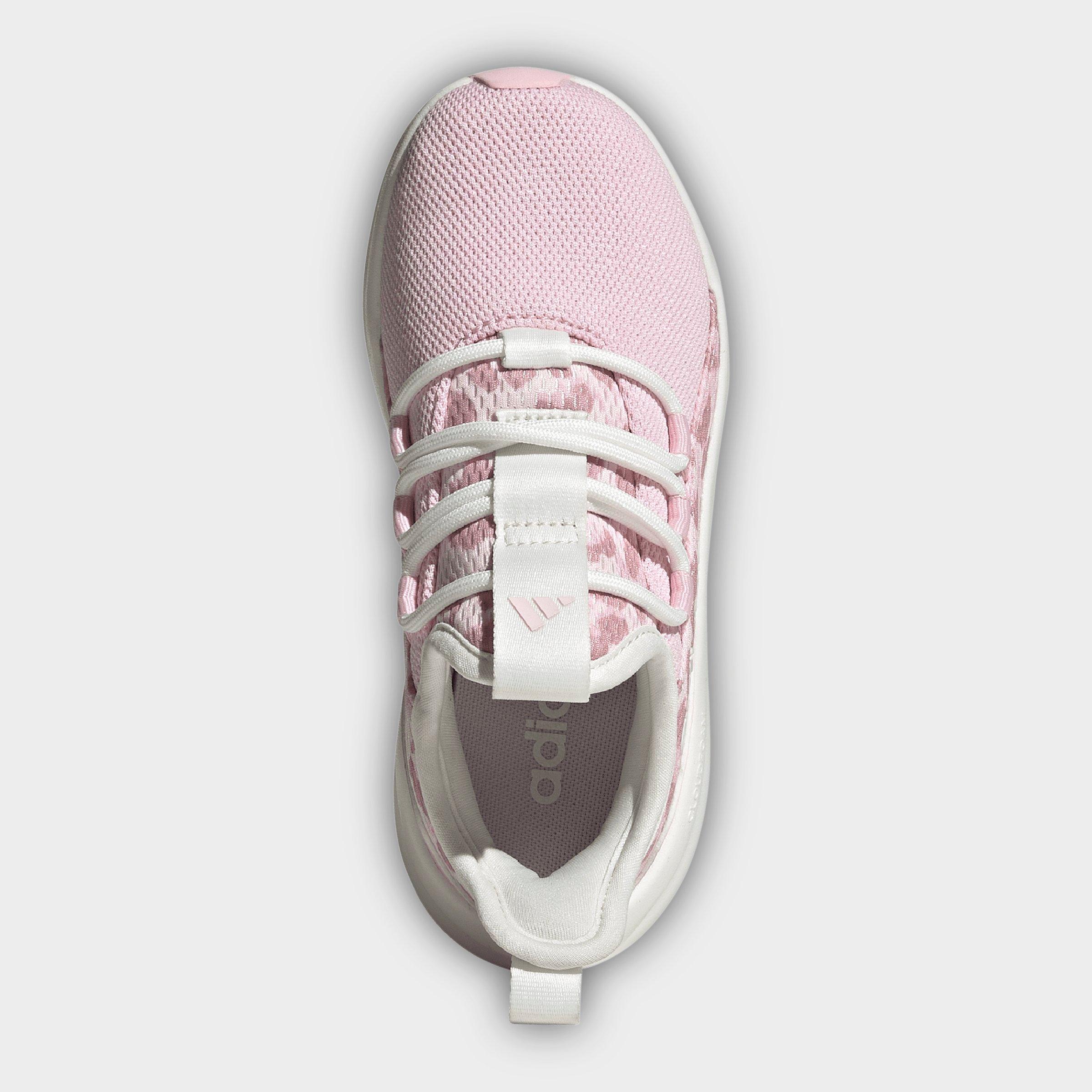 Girls' Little Kids' and Big Kids' adidas Lite Racer Adapt 8.0 Stretch Lace Casual Shoes - Part 1 - Core White/Distilled Pink/Clear Pink - Top view