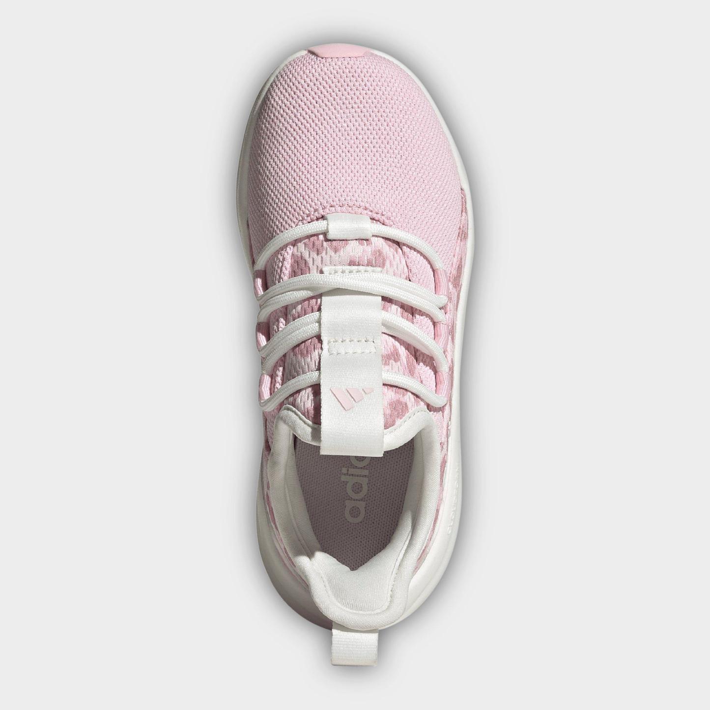 Girls' Little Kids' and Big Kids' adidas Lite Racer Adapt 8.0 Stretch Lace Casual Shoes - Part 1 - Core White/Distilled Pink/Clear Pink - Top view