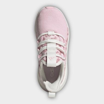 Girls' Little Kids' and Big Kids' adidas Lite Racer Adapt 8.0 Stretch Lace Casual Shoes - Part 1 - Core White/Distilled Pink/Clear Pink - Top view