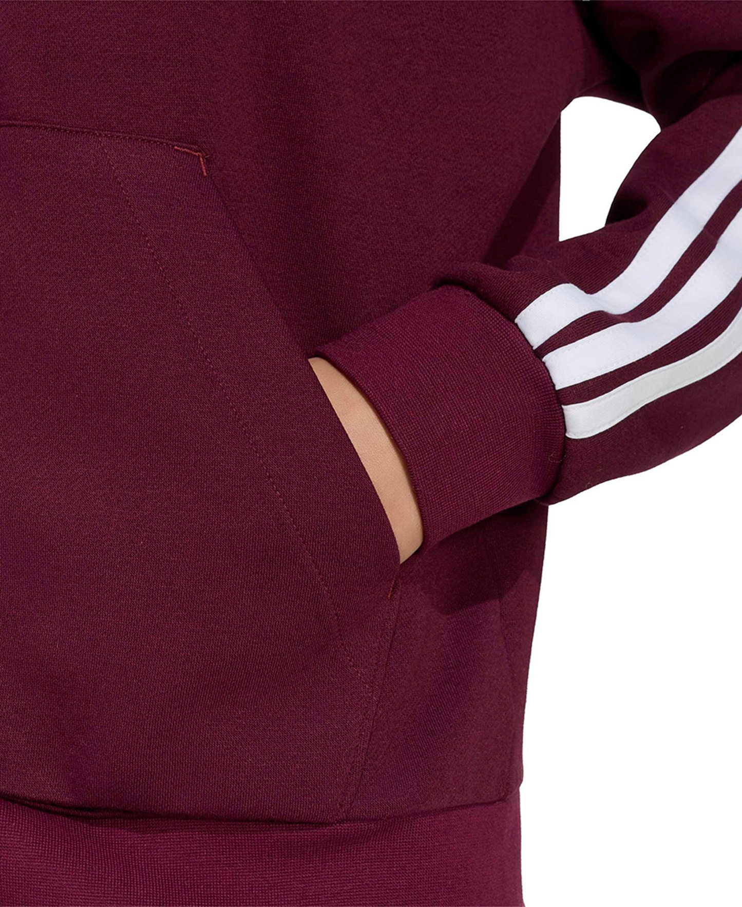 adidas Women's 3-Stripe Fleece Full-Zip Hoodie - Maroon/white