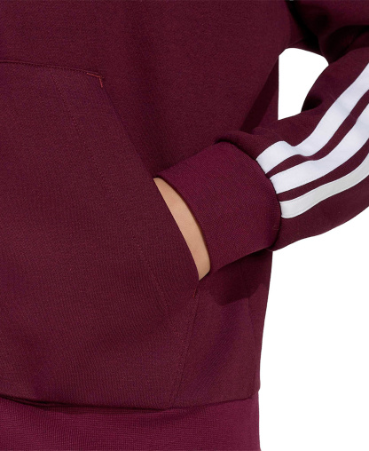 adidas Women's 3-Stripe Fleece Full-Zip Hoodie - Maroon/white