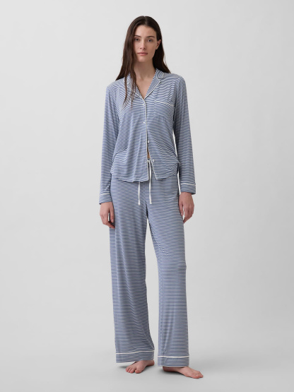 SoftMade Modal PJ Pants - Navy blue & white stripe