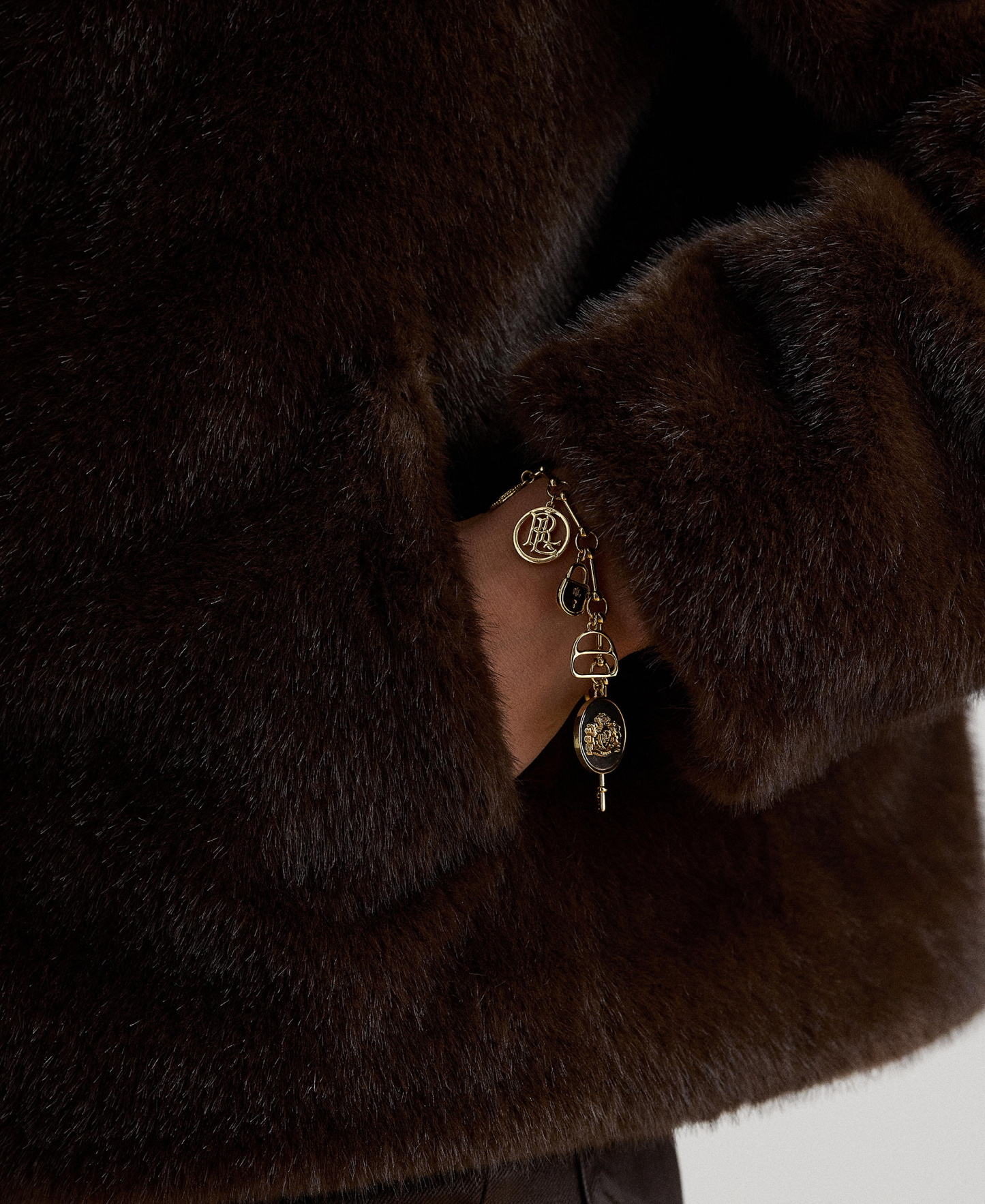 Lauren Ralph Lauren Women's Faux-Fur Collared Lined Coat - Brown
