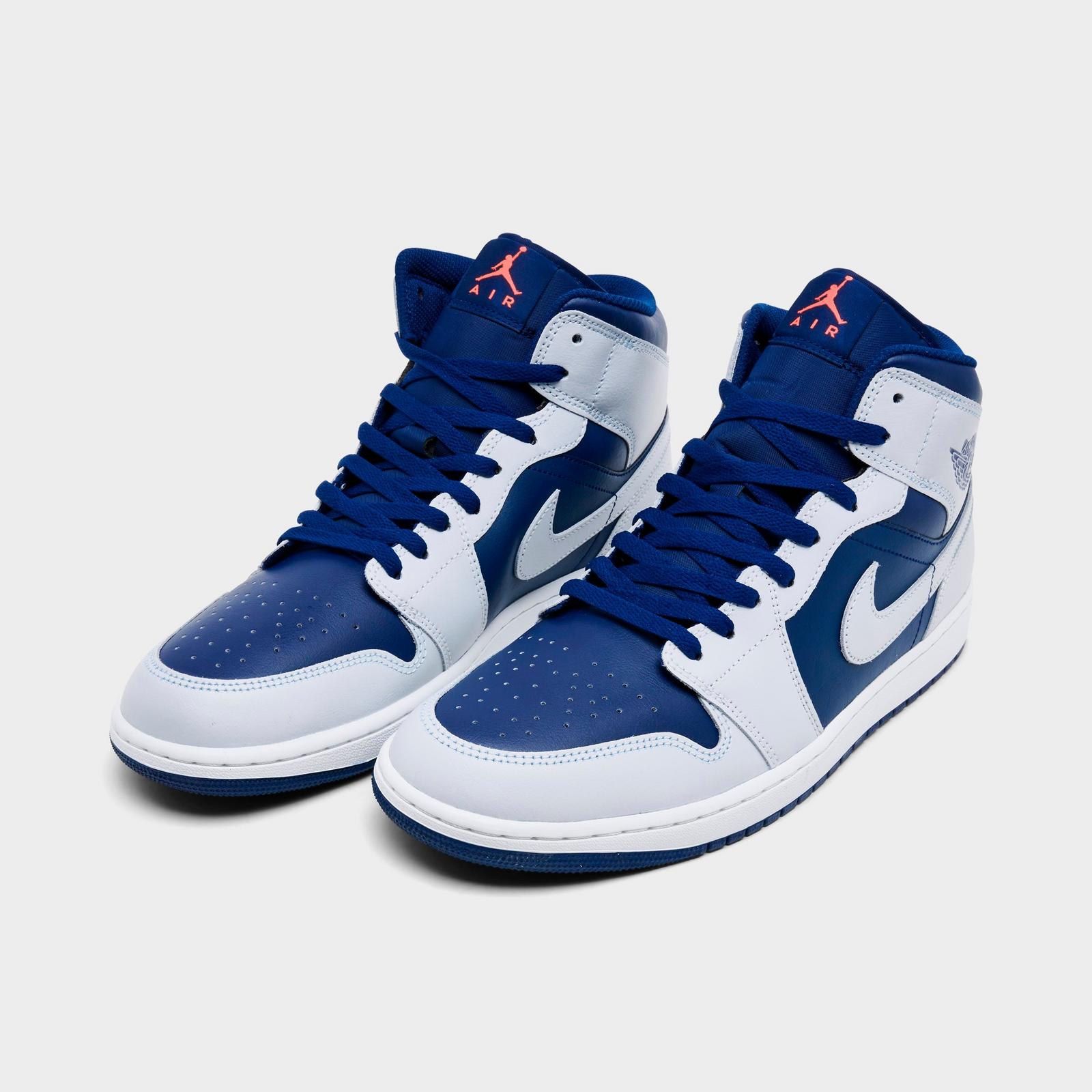 Men's Air Jordan Retro 1 Mid Casual Shoes - Blue Void/Summit White/Hot Lava/Pure Platinum - view 2