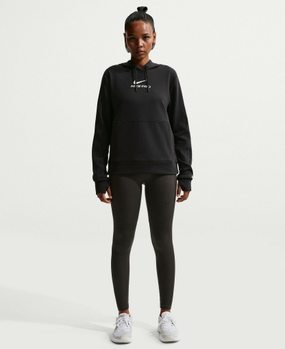 Nike Pro Women's Dri-FIT French Terry Pull-On Hoodie - Black/White