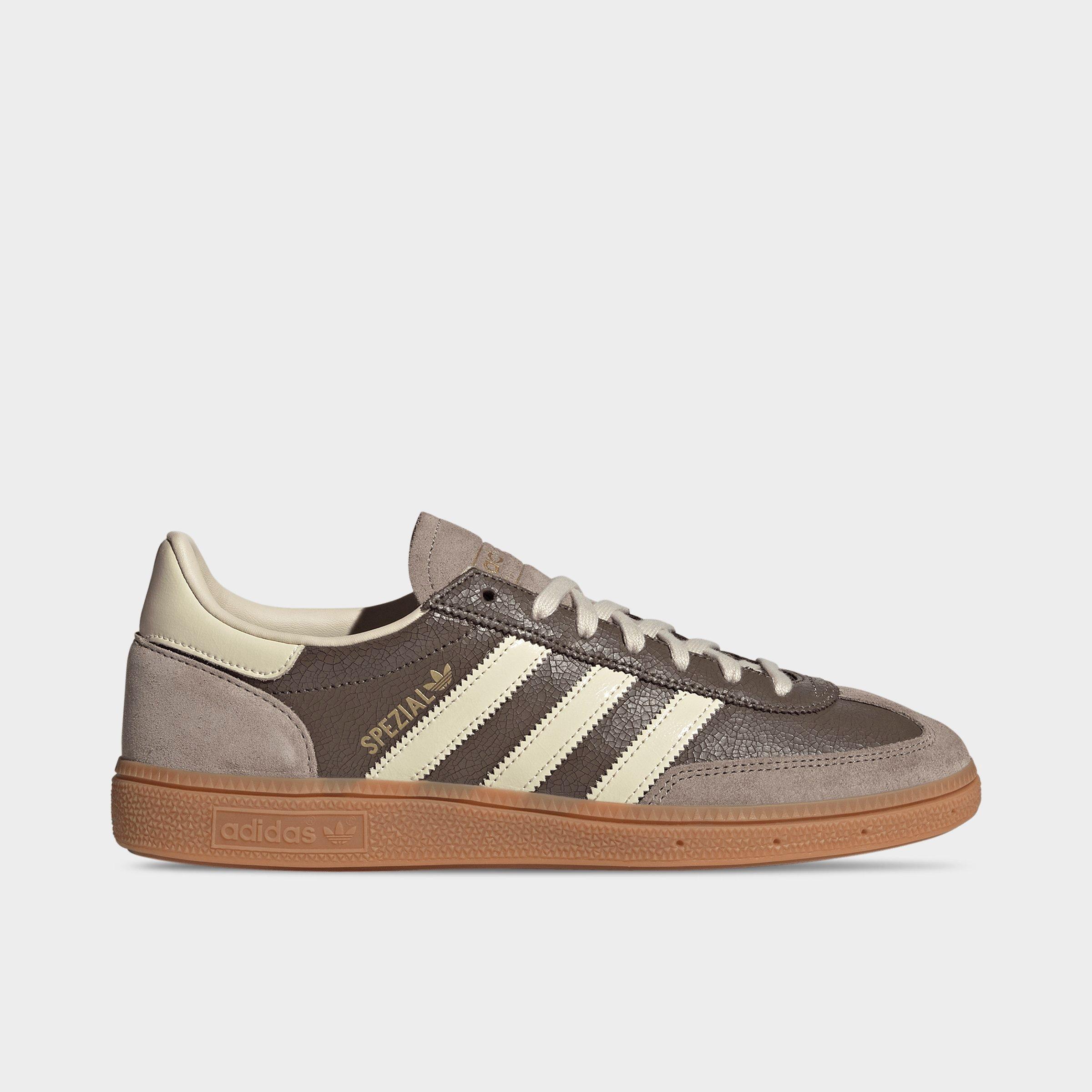 Men's adidas Originals Handball Spezial Casual Shoes - Part 1 - Earth Strata/Warm Vanilla/Gum - Left shoe facing left. Outside of the shoe.