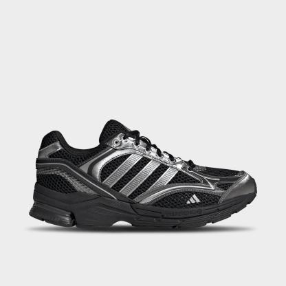 Men's adidas Spiritain 2000 Casual Shoes - Part 1 - Core Black/Iron Metallic/Matte Silver - Left shoe facing left. Outside of the shoe.