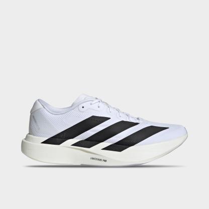 Men's adidas Adizero EVO SL Woven Running Shoes - Part 1 - Cloud White/Core Black/Dash Grey - Left shoe facing left. Outside of the shoe.