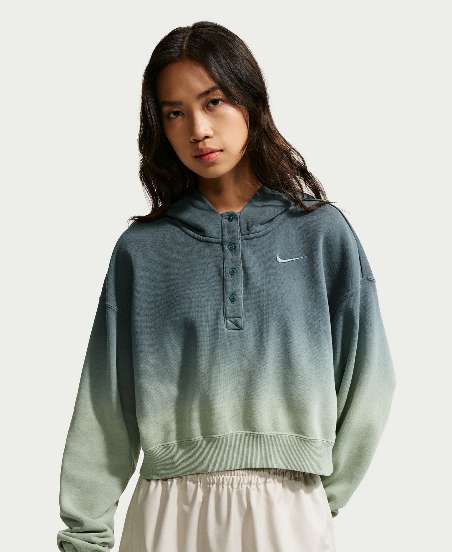 Nike Women's Sportswear Phoenix Fleece Oversized Henley Hoodie - Hydrogen Blue/lt Photo Blue