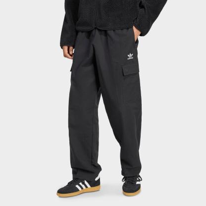 Men's adidas Originals Trefoil Essentials Woven Cargo Pants - Black/White - view 1