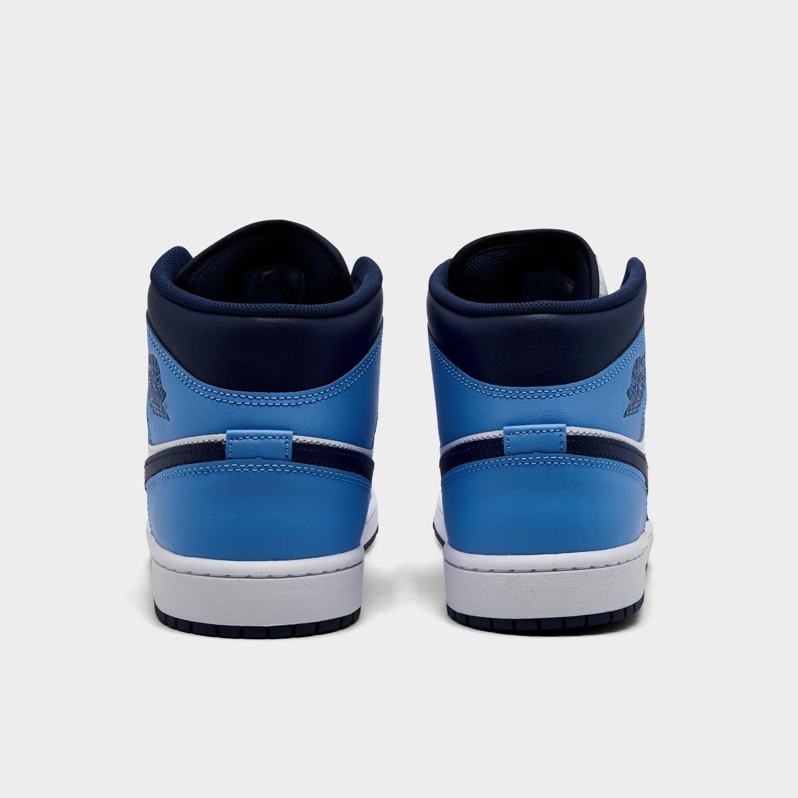 Men's Air Jordan Retro 1 Mid Casual Shoes - University Blue/White/Sail/Midnight Navy - view 4