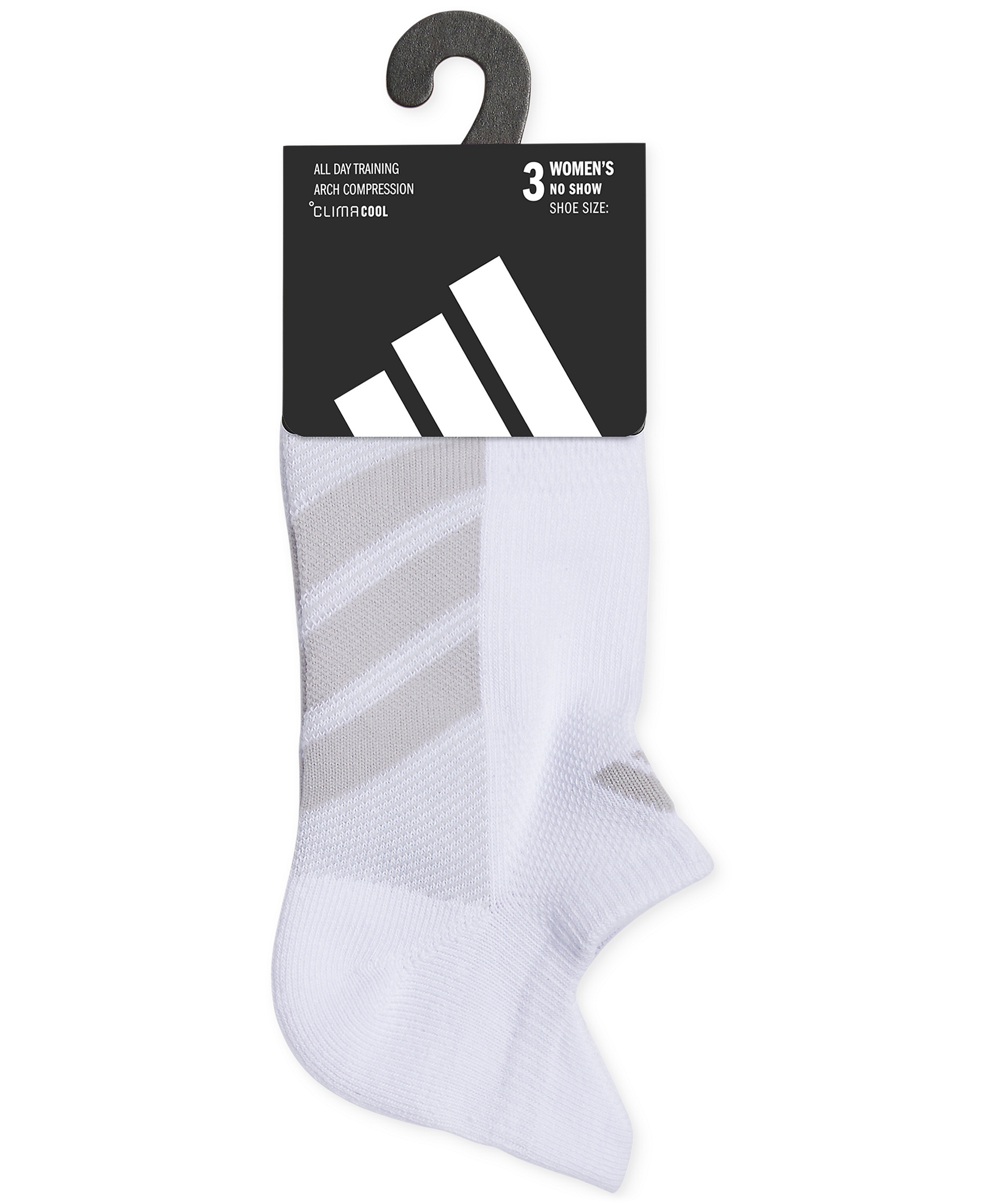 adidas Women's 3-Pk. All Day Training No Show Socks - White/clear Onix Grey/clear Grey