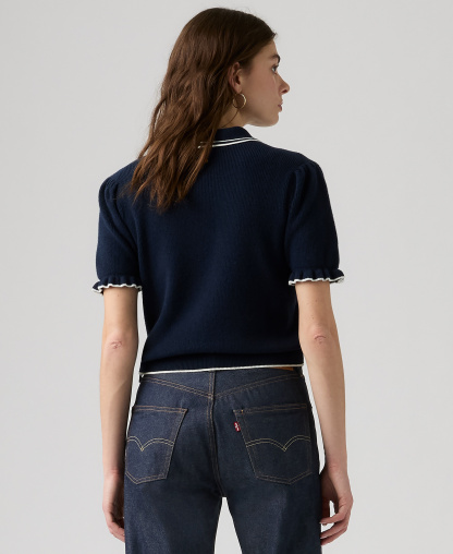 Levi's Premium Women's Short-Sleeve Pull-On Polo Shirt - Navy Blazer / Egret Navy Blazer / Egret