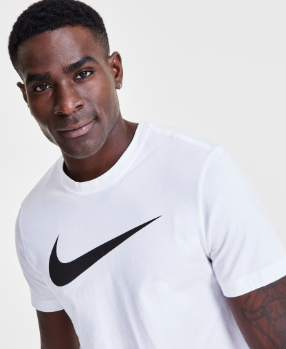 Nike Men's Sportswear Swoosh Short-Sleeve Crewneck T-Shirt - White/Black