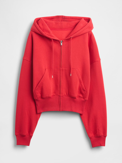 VintageSoft Wedge Zip Hoodie - Modern red