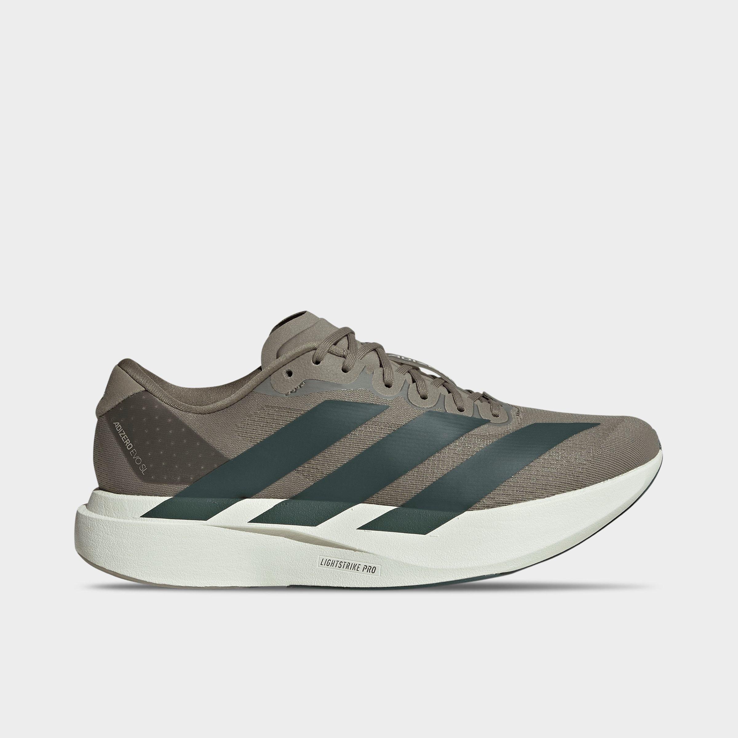 Men's adidas Adizero EVO SL Running Shoes - Part 1 - Clay/Legend Ivy/Light Brown - Left shoe facing left. Outside of the shoe.