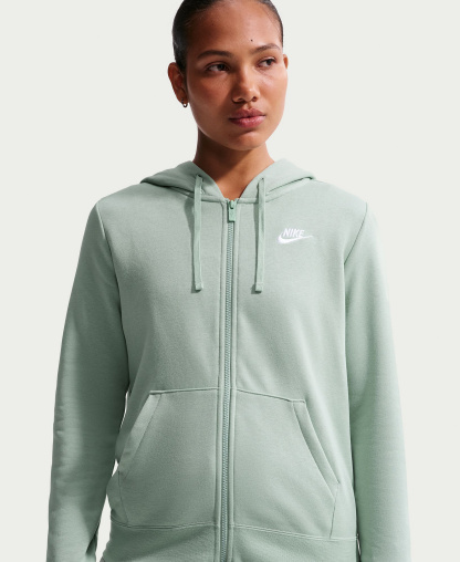 Nike Women's Sportswear Club Fleece Full-Zip Hoodie - Steam/white