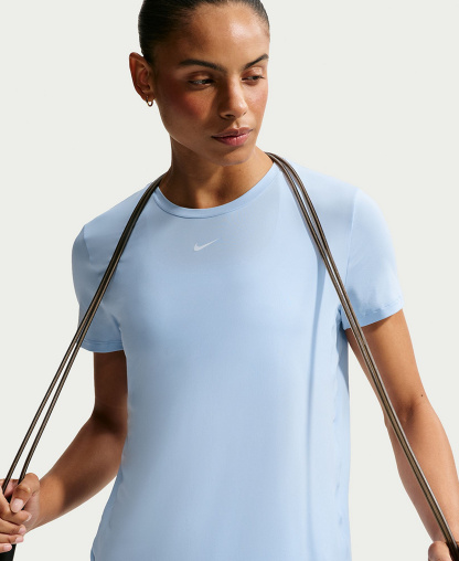 Nike Women's One Classic Dri-Fit Short-Sleeve Top - Hydrogen Blue/white