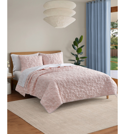 UGG® Botanic Lightweight 3-Piece Quilt Sets - Himalayan Salt, Cameo Rose